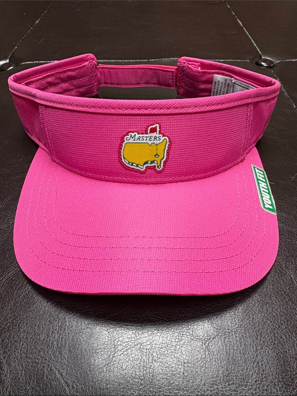 Masters Bright Pink Kids Golf Visor with Yellow Masters Emblem